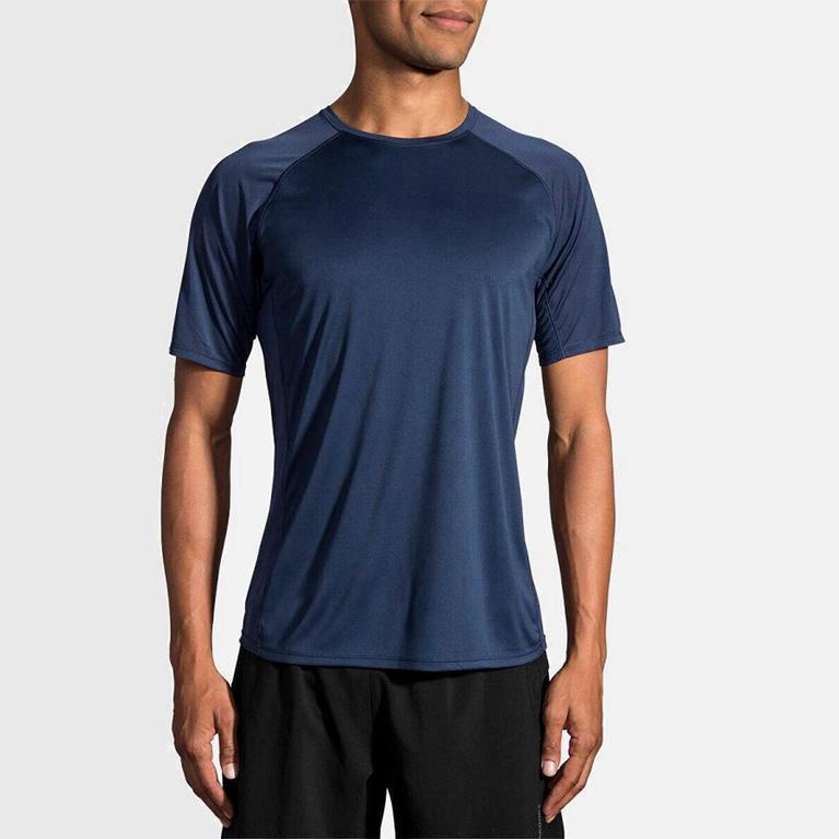 Brooks Stealth Israel - Men's Short Sleeve Running Shirt - Blue (96480-AYUN)